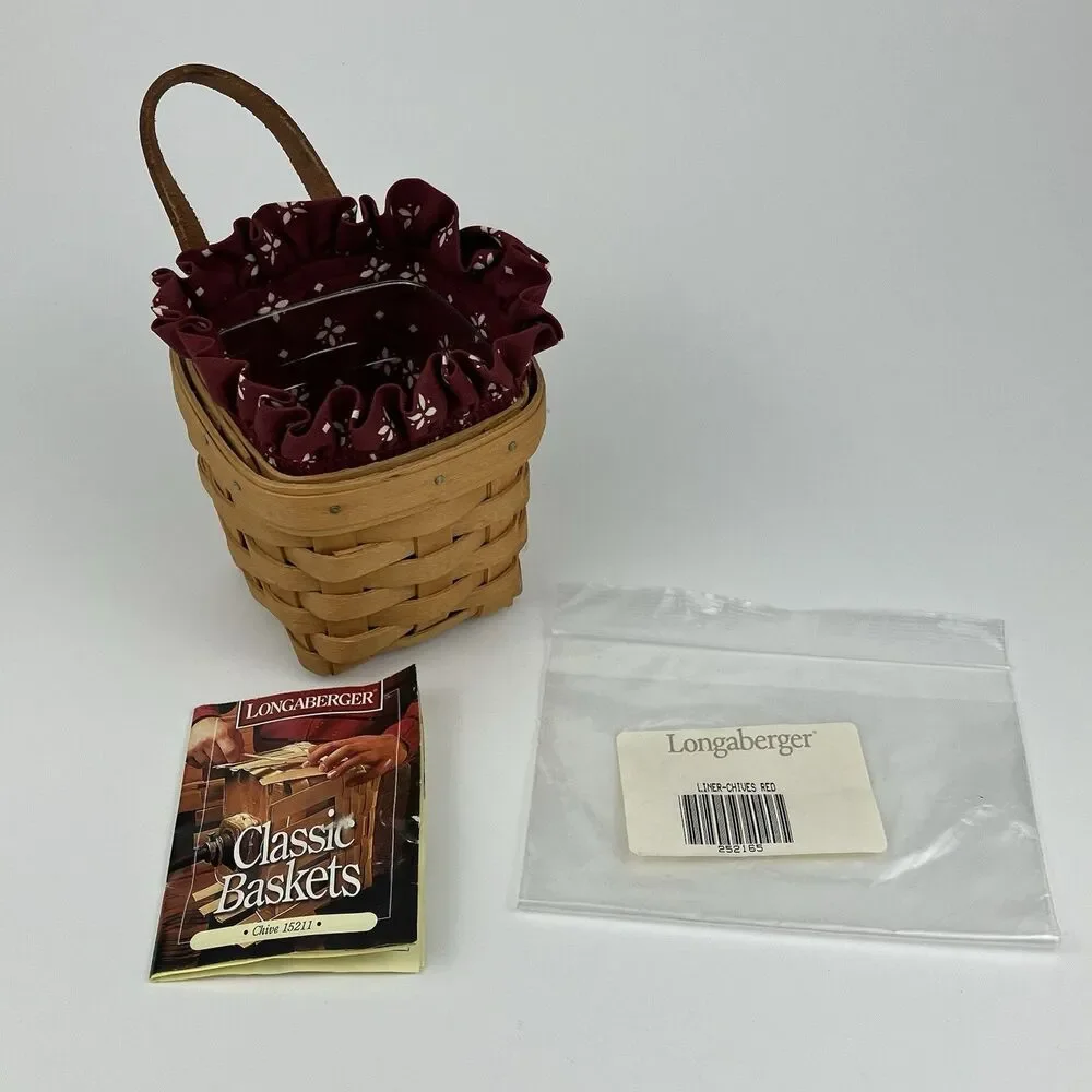 Longaberger Chive Basket Set 1998 | /w Liner Retied VTG #15211